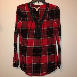 Arizona Plaid Lace Up Shirt